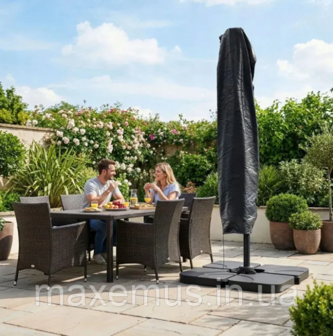 Садовый зонт консольный с наклоном Bonro B0 1 9 3х3 м Серый (от солнца для террасы) Мостиска - изображение 8