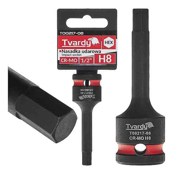 Головка ударна "Tvardy" з хром-молібденової сталі (Cr-Mo)  1/2"  Hex H8  довжиною  77мм Киев