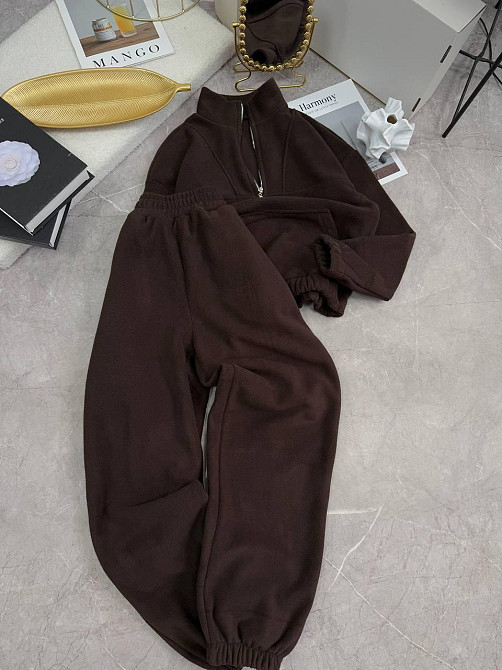 Женский теплый прогулочный костюм двойка из двухстороннего флиса Шоколад, 42/46 Одесса - изображение 5