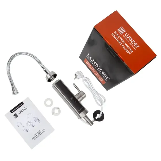 Проточний водонагрівач для кухні WEZER SDS-F9TC з гнучким виливом, 3,3 кВт, сатин Київ