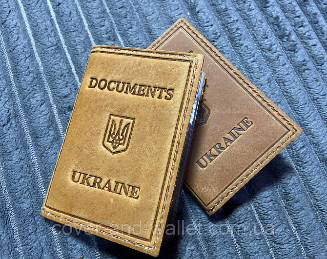 Кожаная обложка на права и ID паспорт с файлами желтого цвета ST Leather Киев - изображение 10