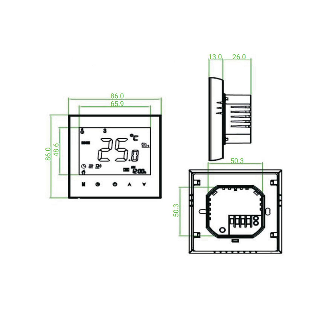 Дротовий тижневий термостат (16A+NTC) з Wi-Fi BHT-3000-GBLW Київ - фото 2
