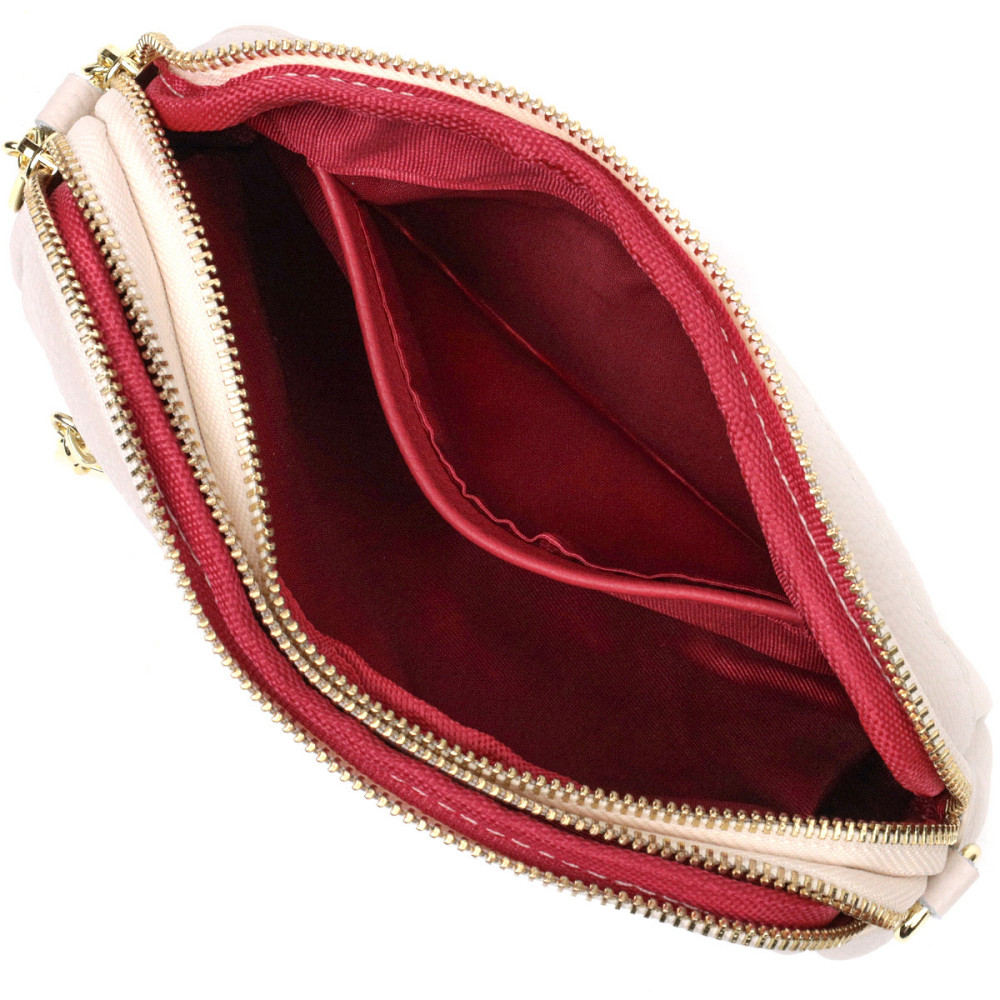 Небольшая прямоугольная сумка на два отделения из натуральной кожи Vintage 22357 Белая Киев - изображение 6