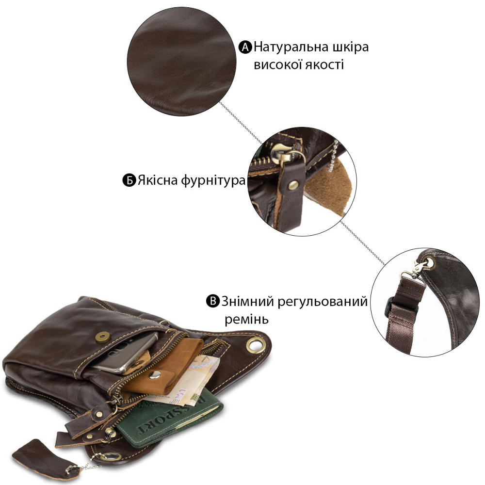 Сумка на пояс Vintage 14939 Коричневая Киев - изображение 8