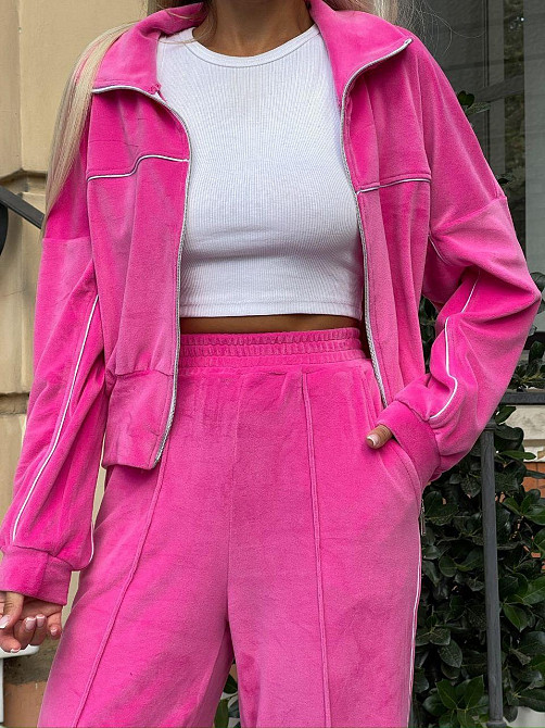 Женский стильный повседневный велюровый костюм двойка Барби Одесса - изображение 8