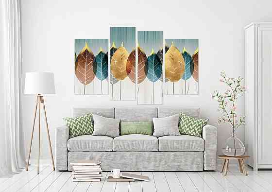 Модульна картина у спальню, вітальню Абстракція Листя Art-619_4 115x170 см Київ