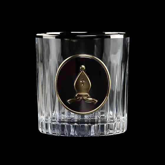 Набір для віскі "ШАХИ" 6 келихів 360 мл, кришталь з платиною, зображення зі срібла з позолотою Рівне