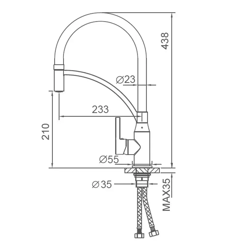 Змішувач для кухні з гнучким виливом Frap F4552 сірий/хром Київ - фото 6