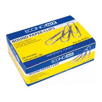 Скріпки канцелярські Economix 28 мм кругла, 100шт (E41013) Вінниця