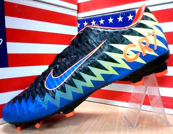 Бутсы мужские Nike Mercurial CR7 (черный с синим и салатным). Сумы