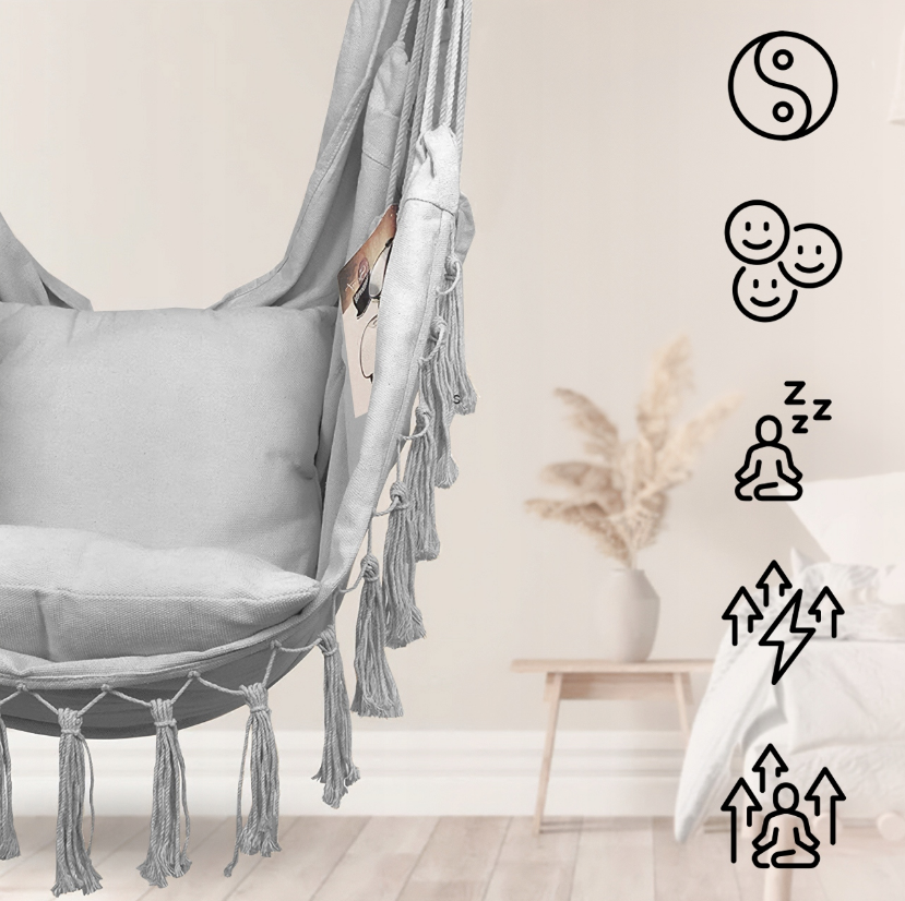 Крісло гамак Бразильське Malatec сірий 100см до 120кг (Польща) Київ - фото 8