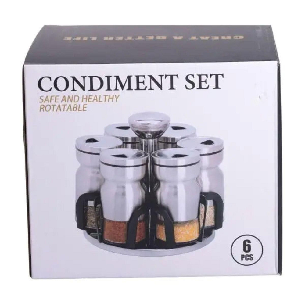 Набір баночок для спецій 6 шт 15х15х16 см карусель для зберігання спецій HP-1300 Київ - фото 6