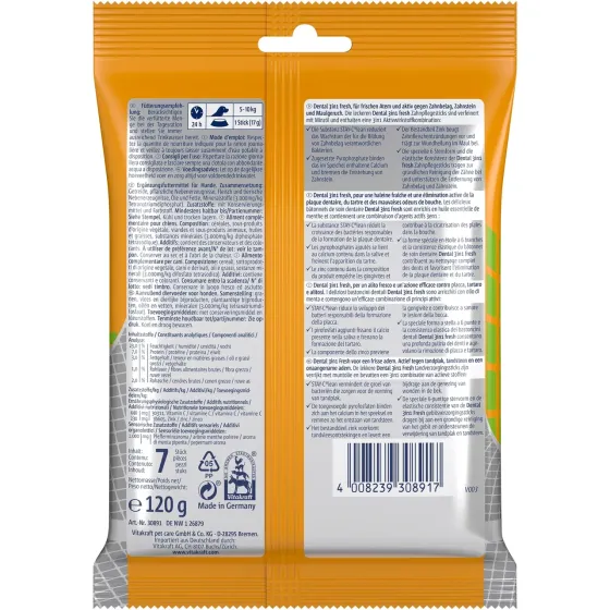 Лакомство для собак весом 5 - 10 кг Витакрафт Vitakraft Dental Stick 3in1 FRESH вкусные палочки для ухода за зубами с мятой, 120 г Винница