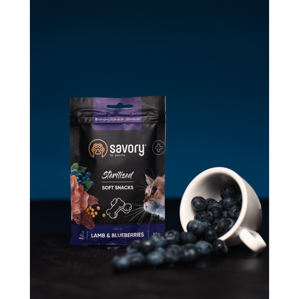 Мягкие лакомства Savory для здоровья стерилизованных кошек, ягненок с черникой, 50 г Винница - изображение 6