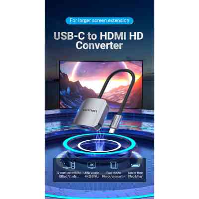 Переходник USB3.1 Type-C to HDMI (F) 4K 30HZ 0.15m Vention (TDEHB) Винница