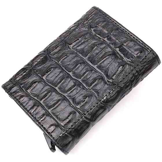 Визитница из натуральной фактурной кожи под крокодила KARYA 20990 Черный Киев