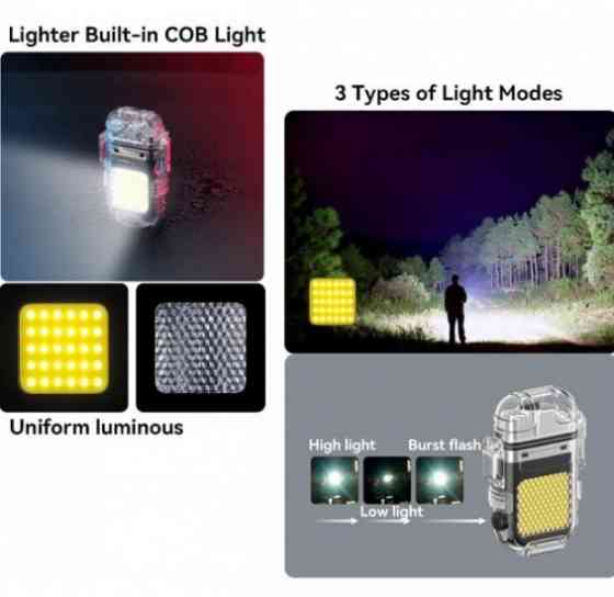 Електроімпульсна запальничка Flashlight 9258 спіральна USB запальничка з ліхтариком Вінниця