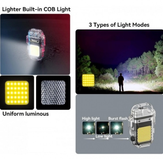 Электроимпульсная зажигалка Flashlight спиральная usb зажигалка с фонариком Винница - изображение 3