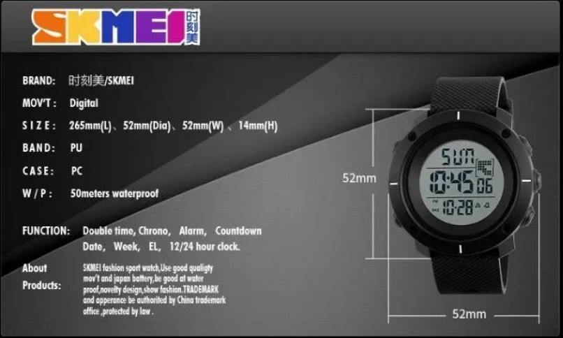 Мужские спортивные часы Skmei 1213 dekker черные Винница - изображение 6