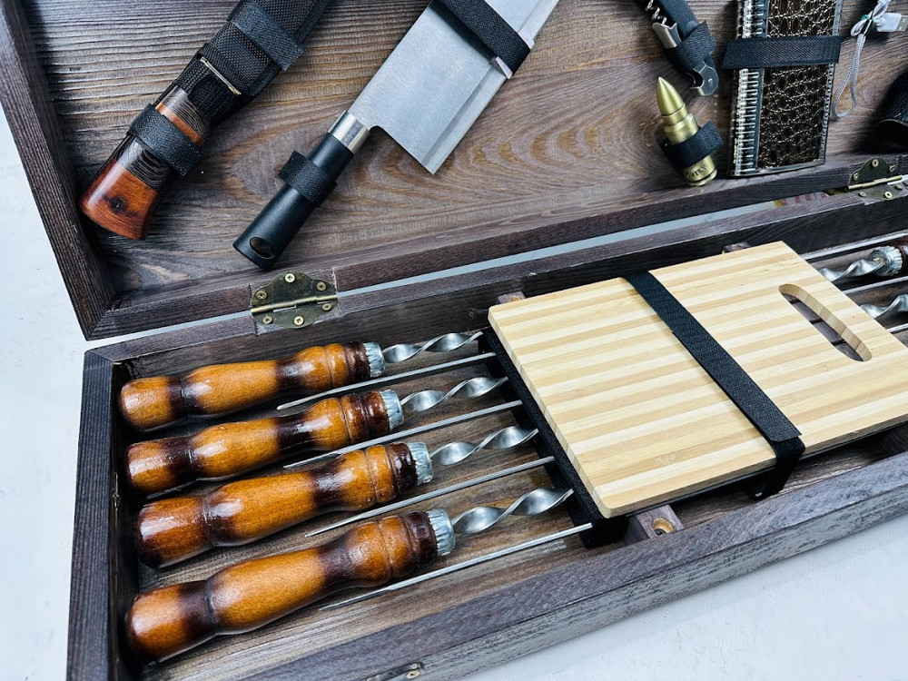 Подарунковий набір шампурів у дерев'яному кейсі ГРІЗЛІ HAPPY DAYS Тернопіль - фото 3