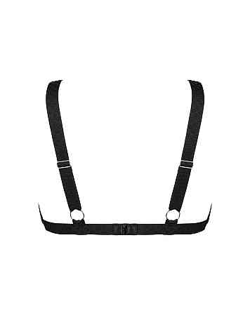 Кружевной бюстгальтер с треугольной чашкой Obsessive Estiqua bra M/L, черный, широкие лямки Sex Aura Киев