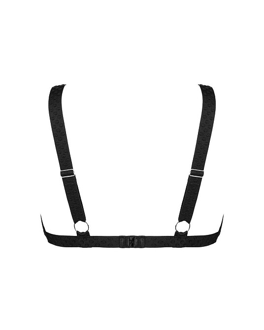 Кружевной бюстгальтер с треугольной чашкой Obsessive Estiqua bra M/L, черный, широкие лямки Sex Aura Киев - изображение 4