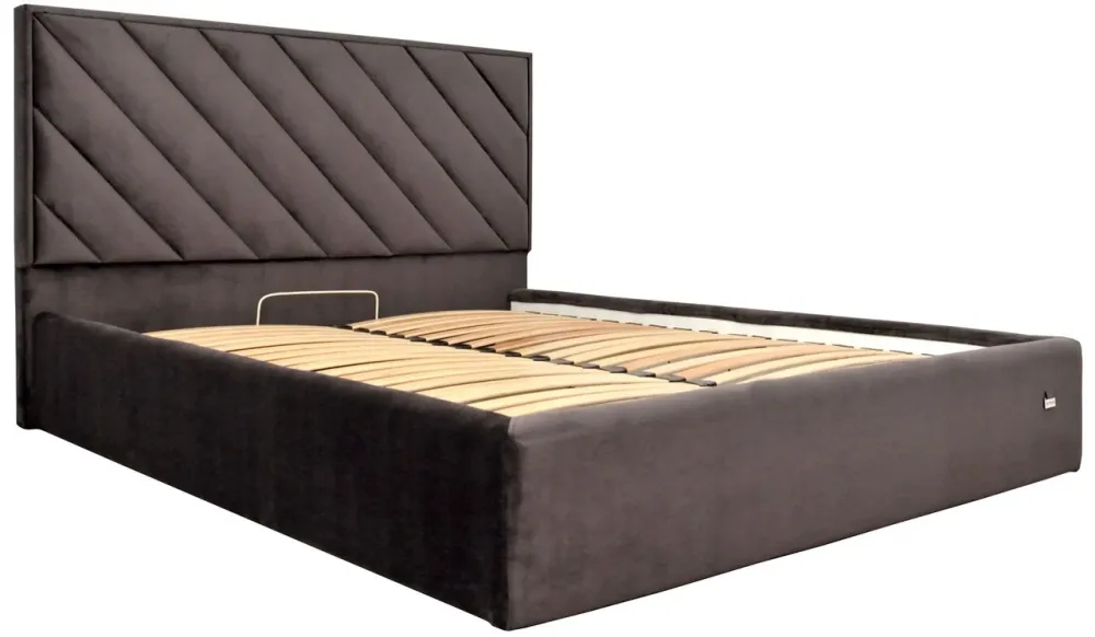 Кровать Двуспальная Chicago Comfort 160 х 200 см Riviera 97 С подъемным механизмом и нишей для белья Темно-серый Киев - изображение 1