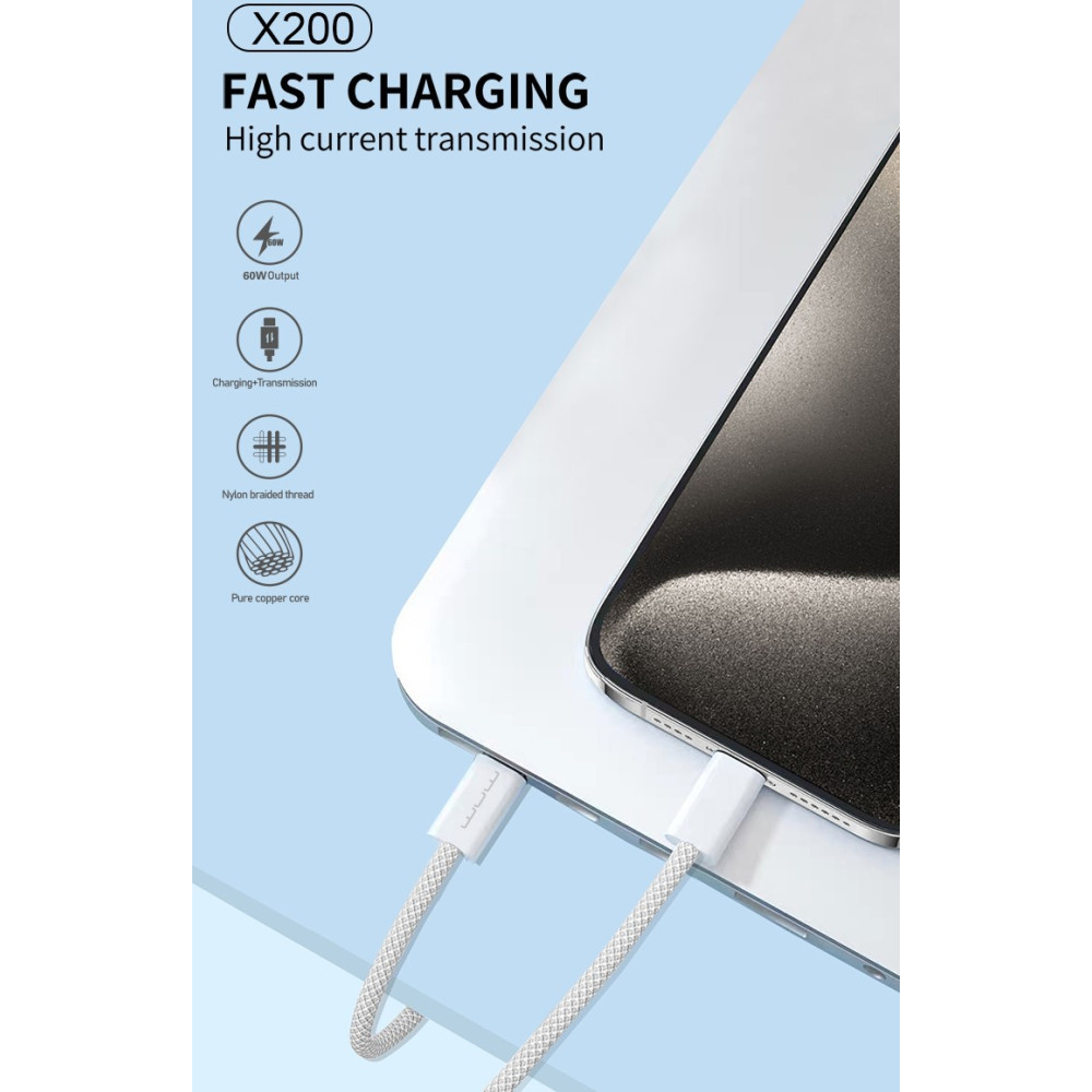 Кабель Type-C PD 60W білий Київ - фото 3