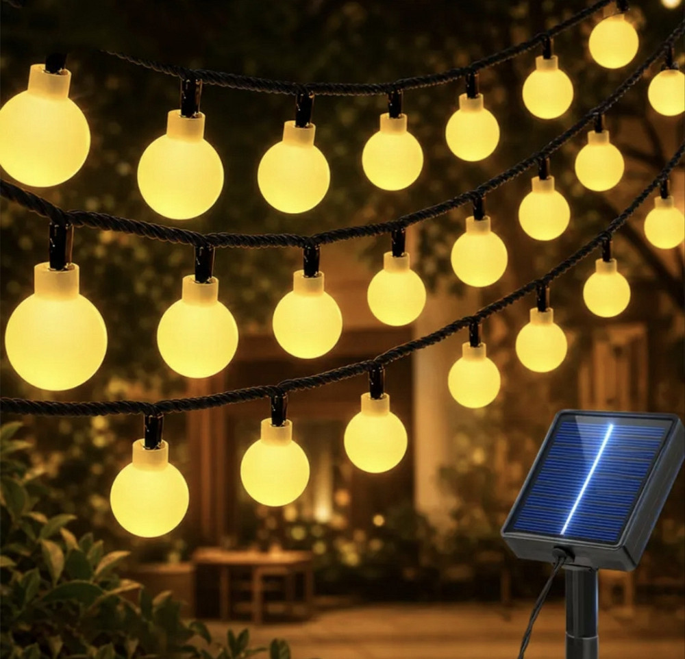 Вулична гірлянда на сонячній батареї з датчиком день/ніч 12 м 100 LED Сміла - фото 1