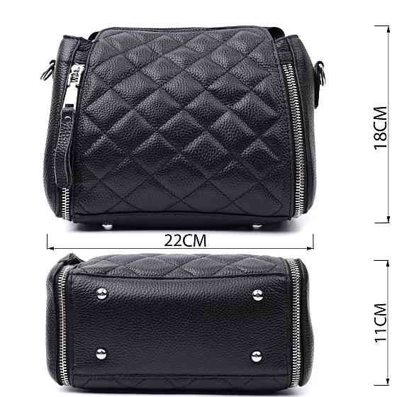 Трендовая сумка для женщин в ромбы из натуральной кожи Vintage 22667 Черная Киев