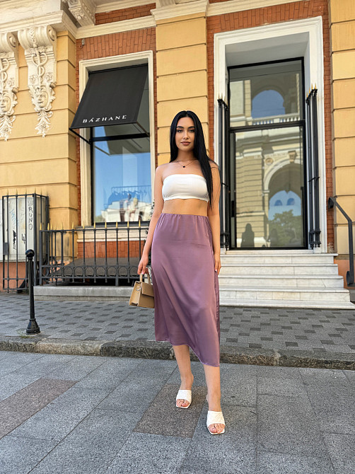 Жіноча шовкова спідниця Silk 50-52, Ліловий дим Київ - фото 1