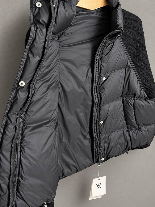 Куртка жіноча YZY 30790 пуховик oversize з в’язаними рукавами демісезонна one size, чорний, one size Київ - фото 2