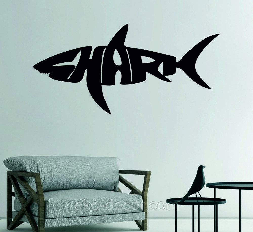 Декоративне настінне Панно «Shark» Декор на стіну 110*954 см, Чорний Київ - фото 8