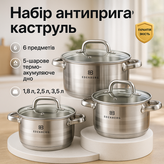 Набор кастрюль с антипригарным покрытием, Набор высоких кастрюль хорошего качевства BH-79 Львов