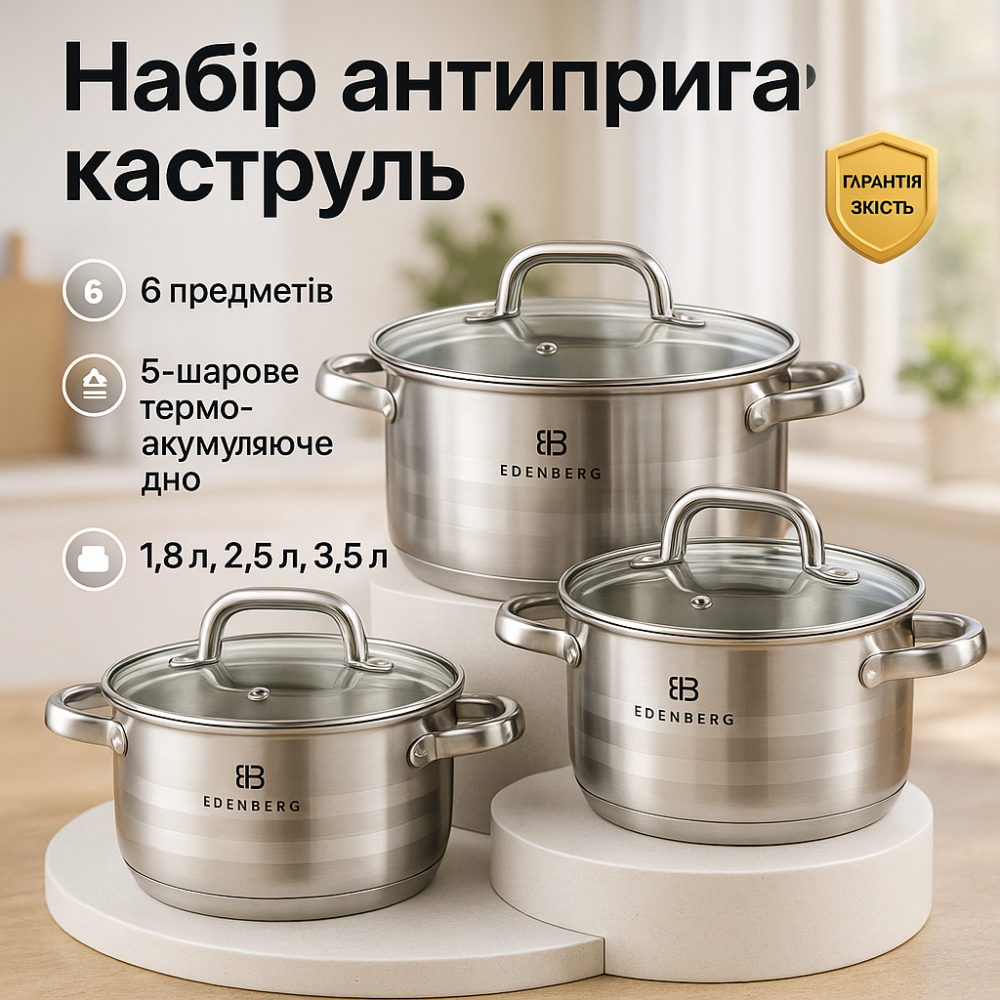 Набор кастрюль с антипригарным покрытием, Набор высоких кастрюль хорошего качевства BH-79 Львов - изображение 2