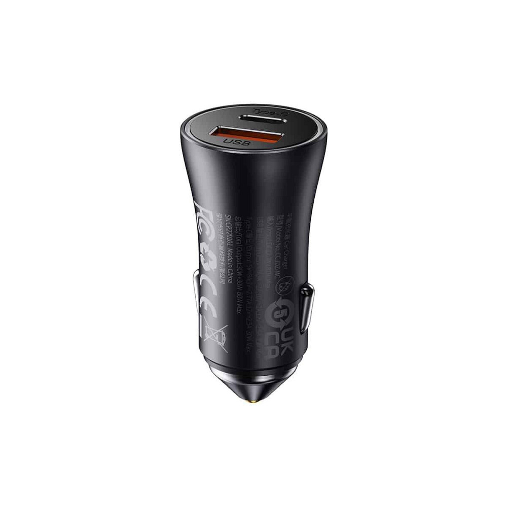Автомобільний зарядний пристрій Baseus Golden Contactor Max Dual Fast Charger U+C 60W Dark Gray CGJM000113 Одеса - фото 3