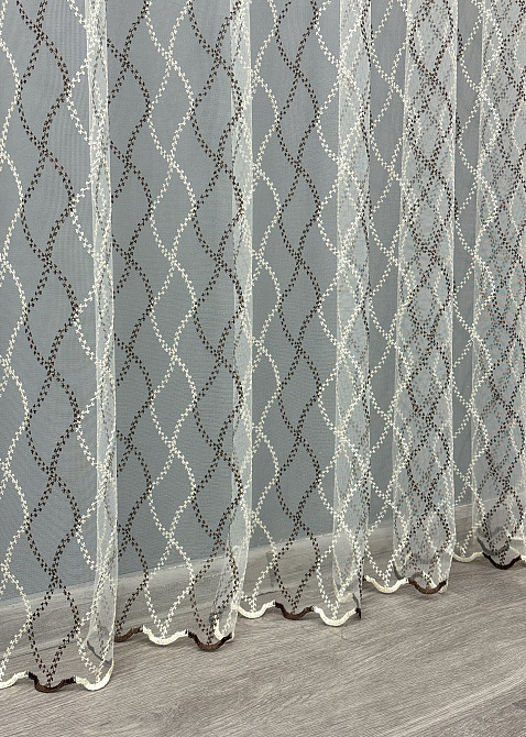 Тюль фатин с вышивкой и люрексом Цвет молочный с венге 1837т Киев - изображение 7