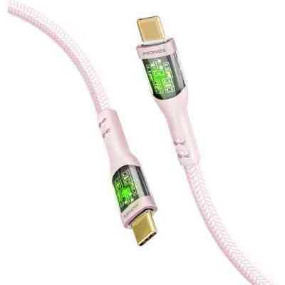 Дата кабель USB-C to USB-C 1.2m 60W PD TransLine-CC pink Promate (transline-cc.pink) Вінниця