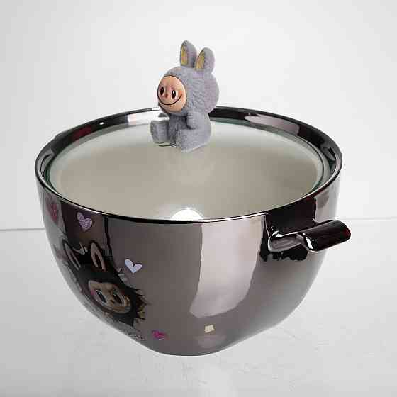 Yiwu Бульйонниця порцелянова Labubu з кришкою та ручками 800 (мл) Ø15 (см) дитяча тарілка для с Коломия