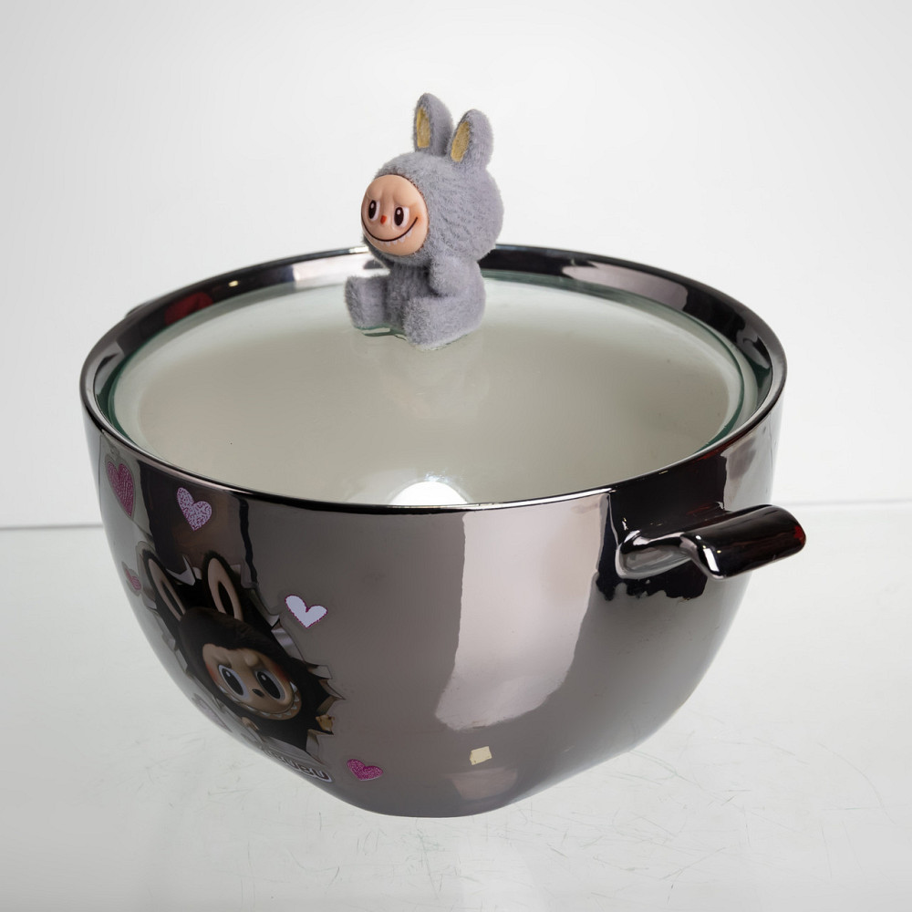 Yiwu Бульйонниця порцелянова Labubu з кришкою та ручками 800 (мл) Ø15 (см) дитяча тарілка для с Коломия - фото 4