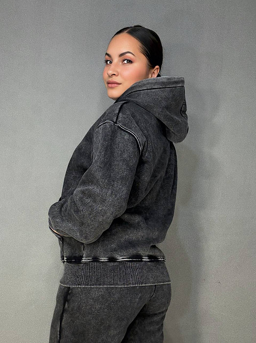 Костюм жіночий Joy One 2166-11 утеплений варений худі зі штанами палаццо чорний, чорний, L Київ - фото 8