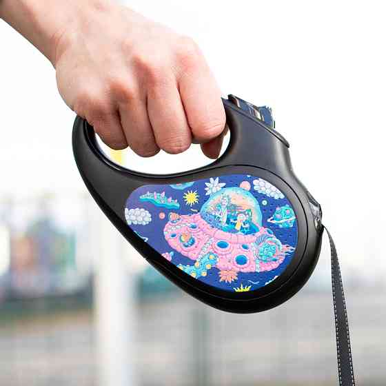 Повідець-рулетка для собак WAUDOG R-leash, малюнок "Рік та Морті 1", M, до 25 кг, 5 м, світлові Коломия