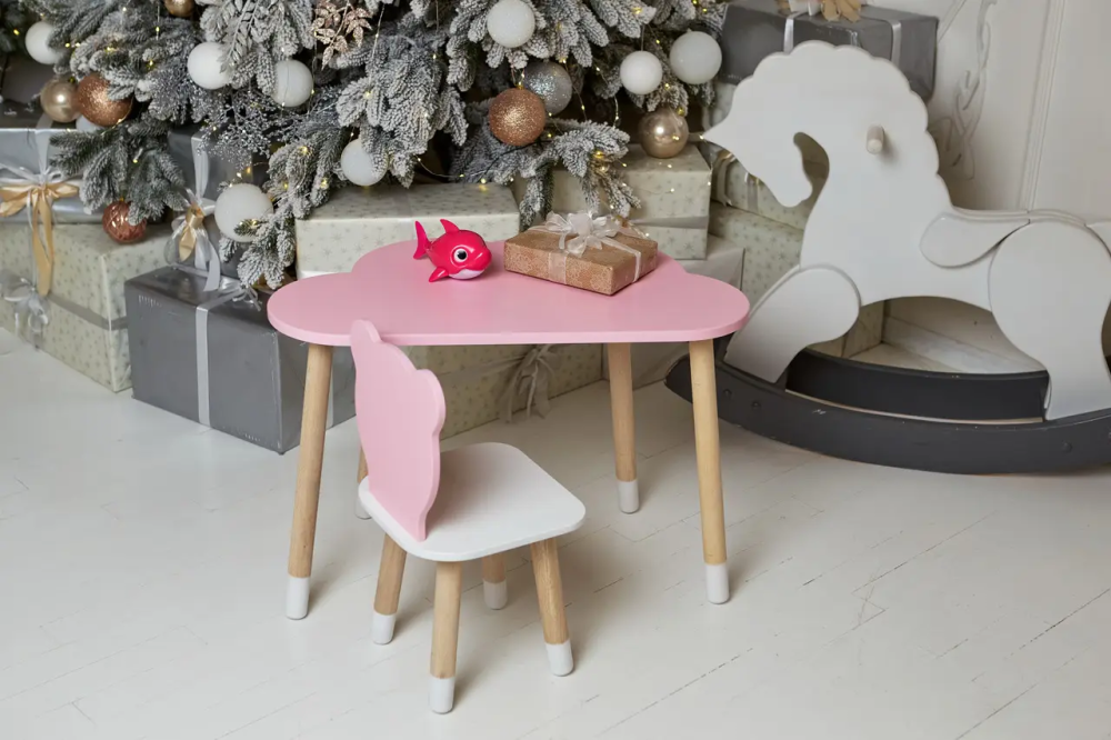 Детский комплект столик Облачко (Розовый) и стульчик Мишка (Розовый с белым) Винница - изображение 8
