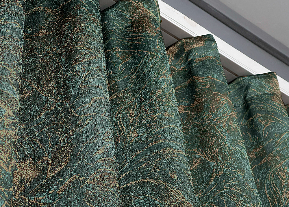 Комплект коротких штор VR-Textil Жаккард Fantasy № 1633ш Изумрудный с золотистым 140х170 см 2 шт (35-0289) Киев - изображение 8