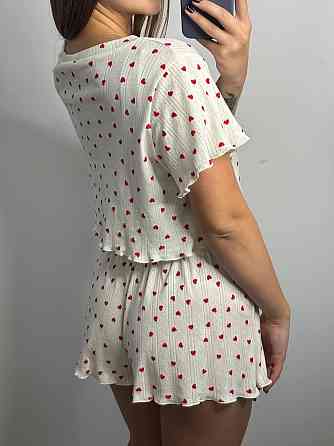 Женский трикотажный комплект для дома Красные сердечки XS-S Харьков