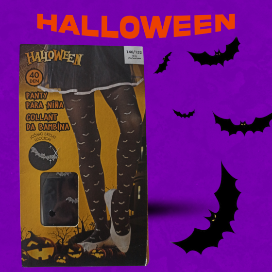 Дитячі колготки Кажани з блискітками на Хелловін 40 den 146-152 на 10-12 років чорний Київ