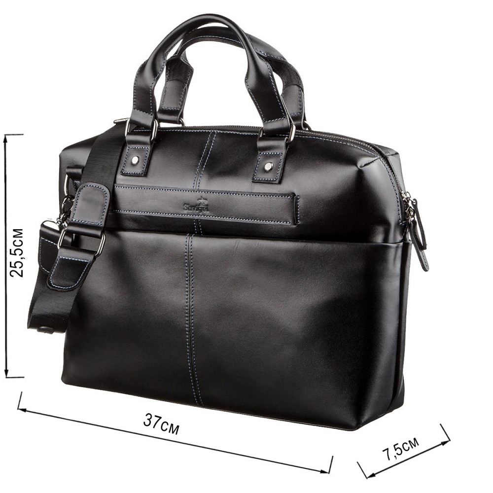 Сумка для ноутбука из гладкой кожи Черная (SHVIGEL) Киев - изображение 7