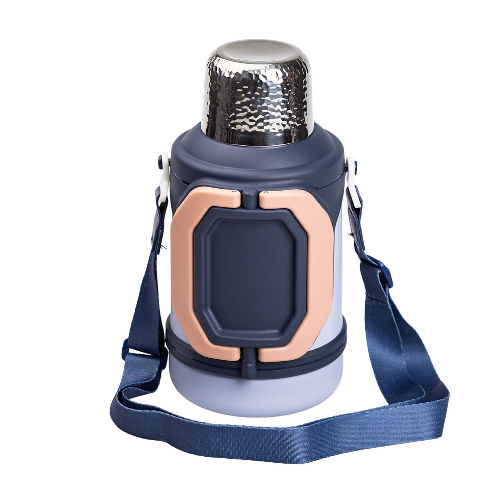 Yiwu Термос Vacuum Cup 1.5 літра з ремінцем і складною ручкою темно-синій HP-14-21BL Киев - изображение 1