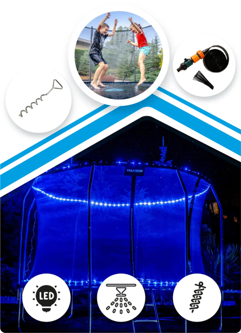 Батут THUNDER INSIDE ELITE з внутрішньою сіткою 6 футів 183 см чорний Київ - фото 9