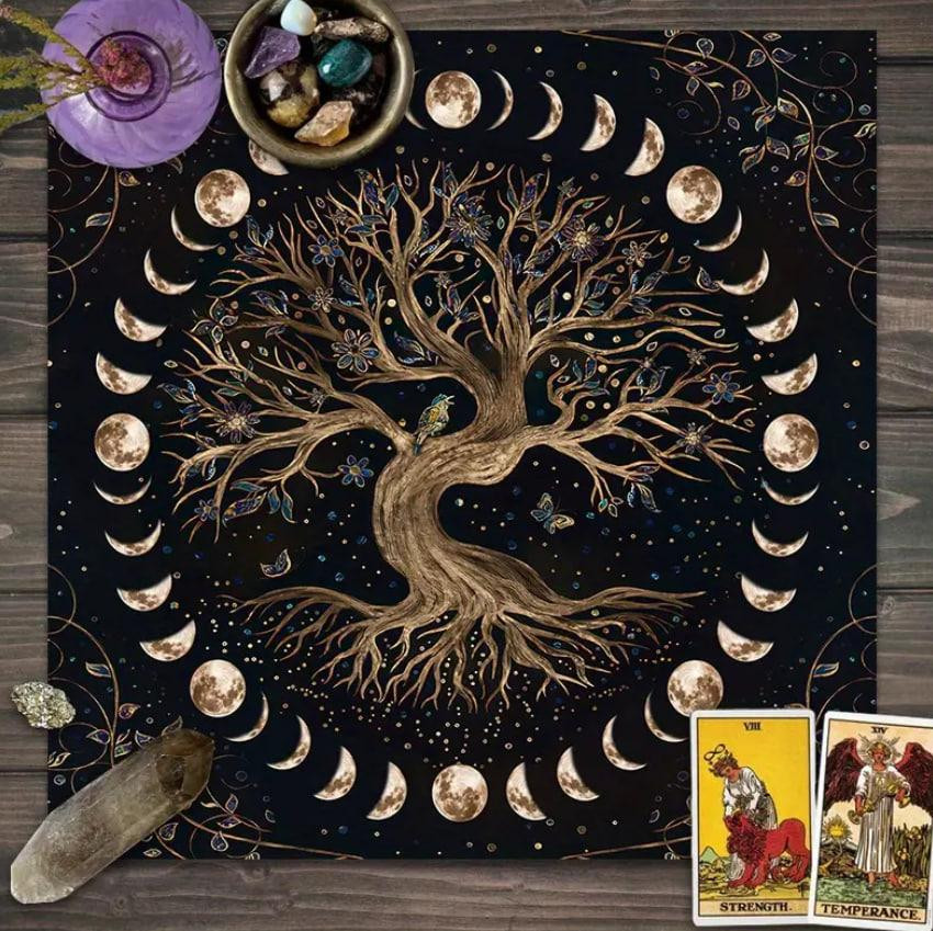 Алтарная скатерть для карт Таро и Рун. Скатерть для гадания 49*49 см. Древо жизни Киев - изображение 2